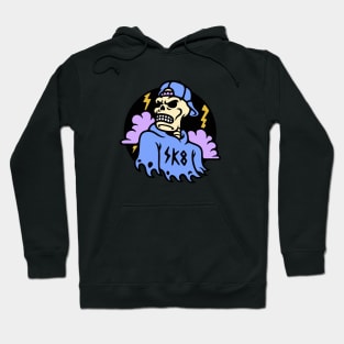 Cool Skater Skeleton with Thunderclouds Hoodie